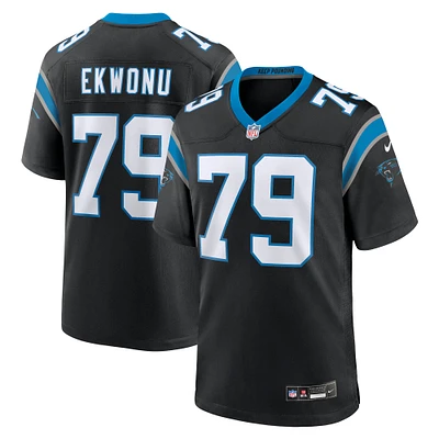 Maillot de match Nike Ikem Ekwonu pour hommes, noir, Carolina Panthers