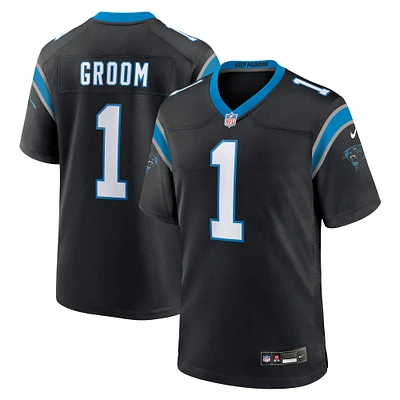 Maillot de match Nike numéro 1 Groom noir des Panthers la Caroline pour hommes