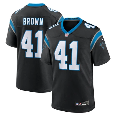 Maillot de match d'équipe Nike Spencer Brown Black Carolina Panthers pour homme