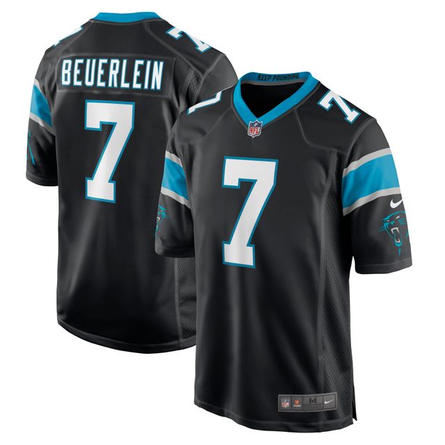 Maillot de joueur retraité Nike Steve Beuerlein pour hommes, noir des Carolina Panthers
