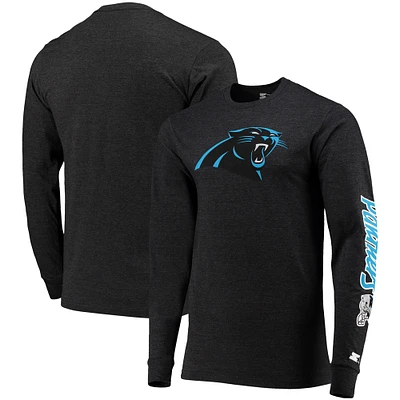 T-shirt à manches longues Starter Heathered Black Carolina Panthers pour homme