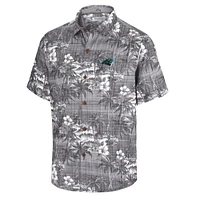 Men's Tommy Bahama Black Carolina Panthers Coconut Point Isla Palmetta Camp Button-Up Shirt