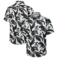 Men's Tommy Bahama Black Carolina Panthers Sunnyvale Blooms Camp Button-Up Shirt
