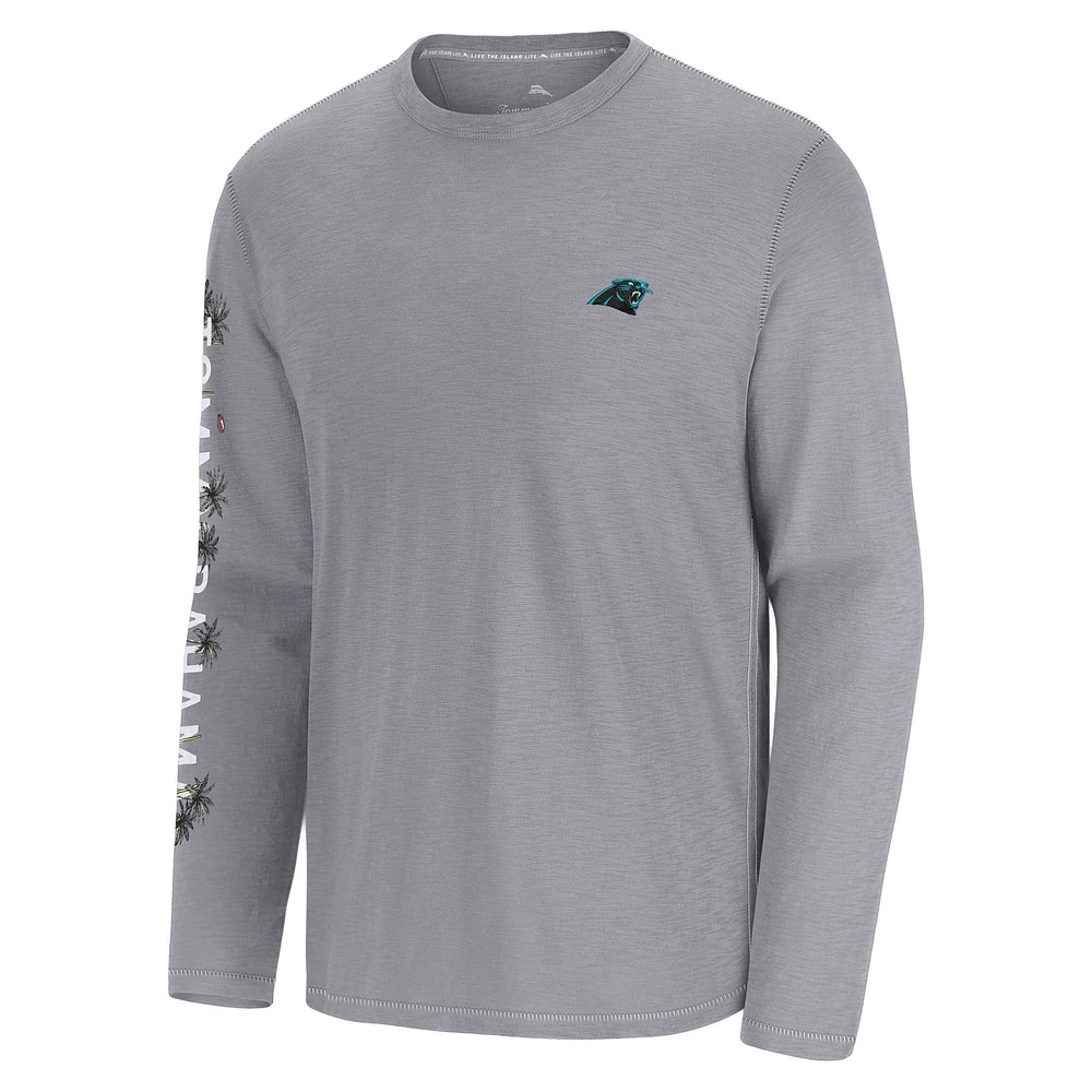 T-shirt à manches longues Tommy Bahama gris Carolina Panthers Oasis Endzone Lux pour homme