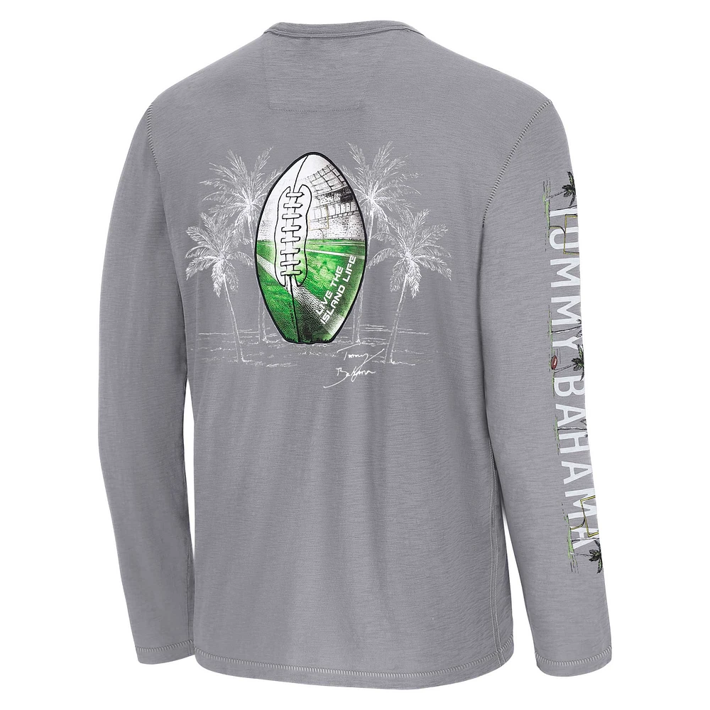 T-shirt à manches longues Tommy Bahama gris Carolina Panthers Oasis Endzone Lux pour homme