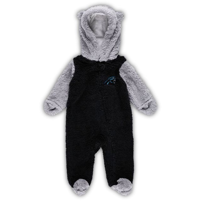 Nouveau-né et bébé noir/gris Carolina Panthers Game Nap Teddy Fleece Bunting Full-Zip Sleeper
