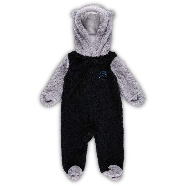 Nouveau-né et bébé noir/gris Carolina Panthers Game Nap Teddy Fleece Bunting Full-Zip Sleeper
