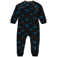 Toddler Black Carolina Panthers Piped Raglan Full-Zip Jumper
