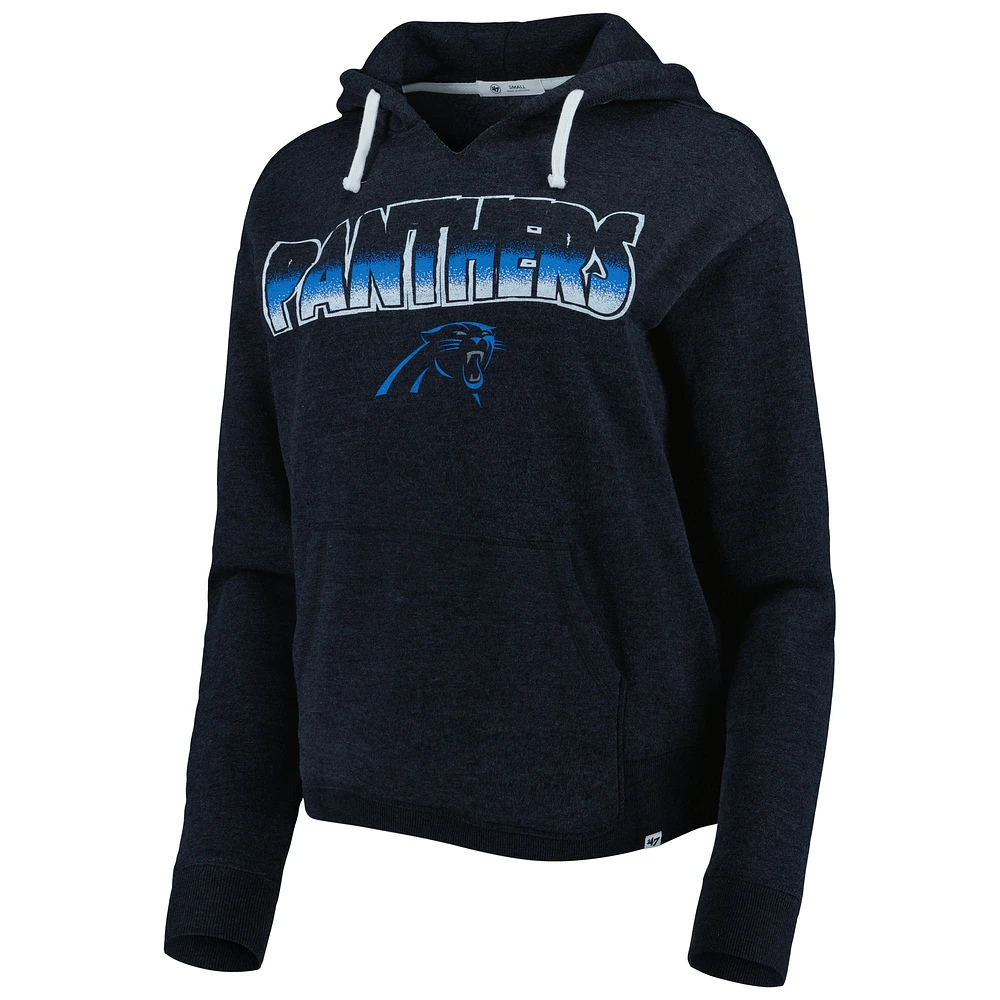 Women's '47 Black Carolina Panthers Color Rise Kennedy Notch Neck Pullover Hoodie