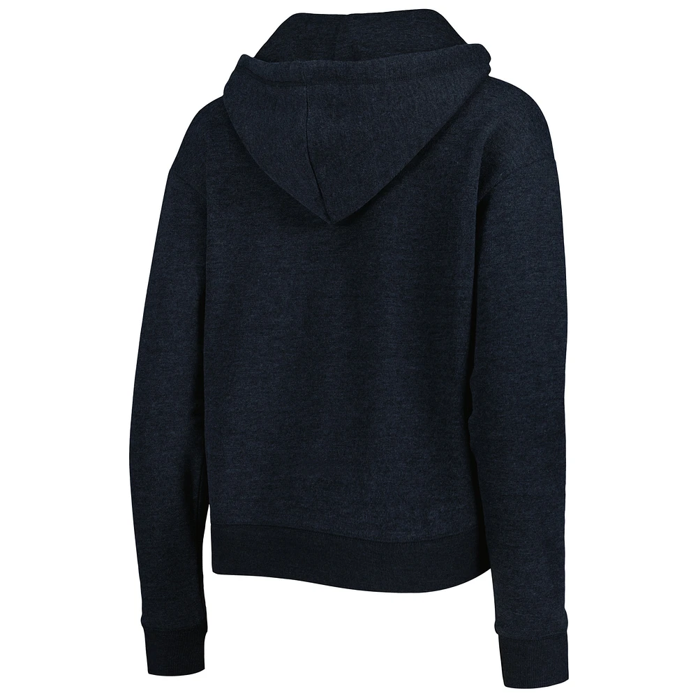 Women's '47 Black Carolina Panthers Color Rise Kennedy Notch Neck Pullover Hoodie