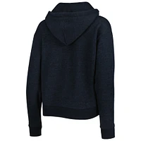 Women's '47 Black Carolina Panthers Color Rise Kennedy Notch Neck Pullover Hoodie
