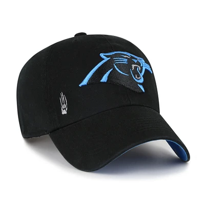 Women's '47  Black Carolina Panthers Confetti Icon Clean Up Adjustable Hat