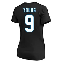 Women's Bryce Young Black Carolina Panthers Plus Fair Catch Name & Number Scoop Neck T-Shirt