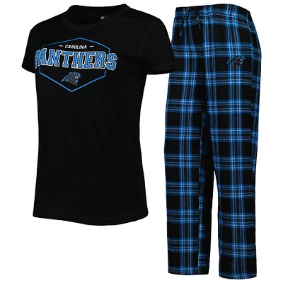 Concepts Sport T-shirt et pantalon avec écusson des Panthers de la Caroline Noir/Bleu pour femme