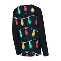 Ensemble t-shirt à manches longues et pantalon en tricot raglan Garland de Carolina Panthers pour femme Concepts Sport Black