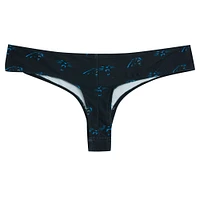 Women's Concepts Sport Black Carolina Panthers Record Allover Print Knit Thong