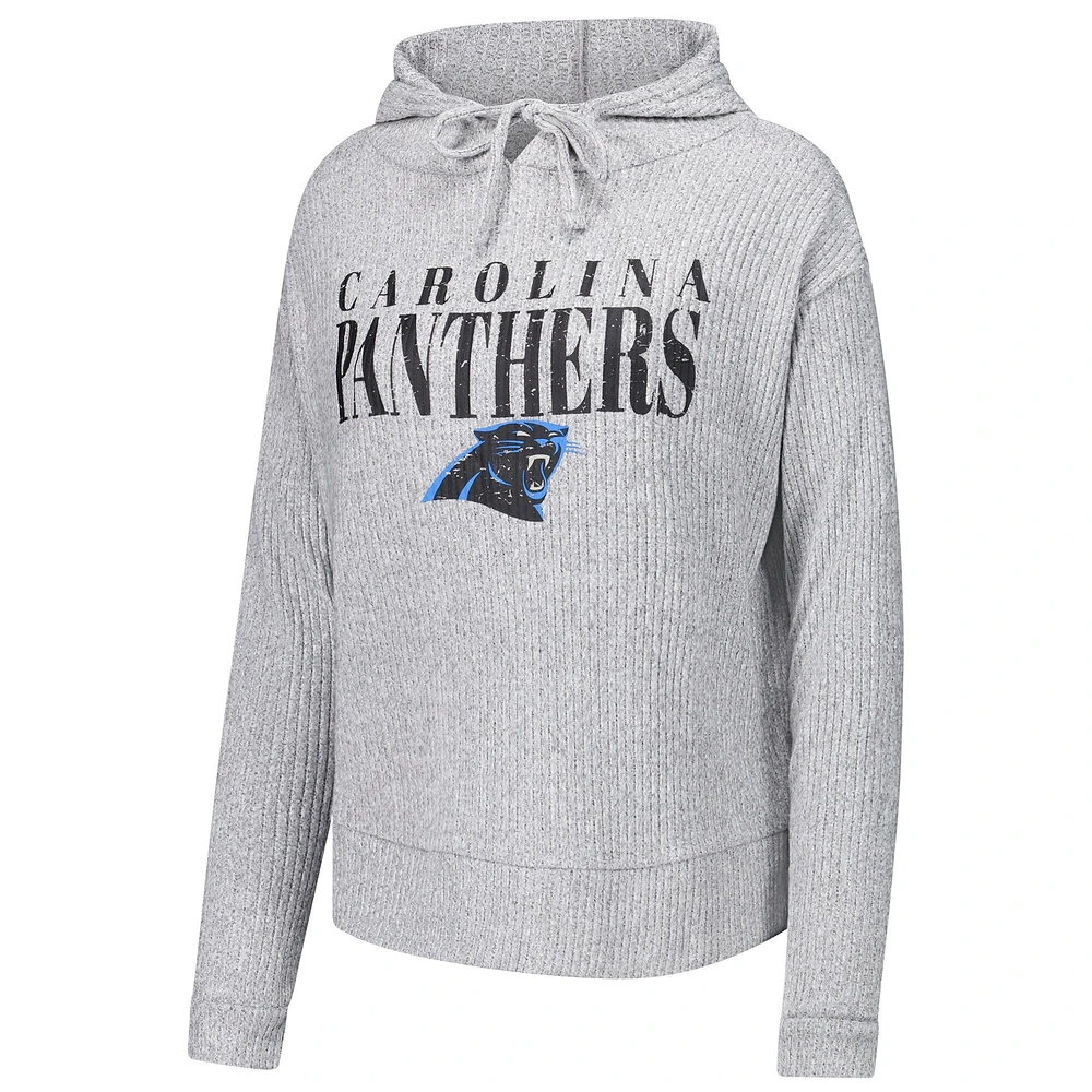 Women's Concepts Sport Gray Carolina Panthers Juniper Long Sleeve Hoodie T-Shirt & Shorts Set