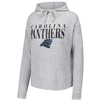 Women's Concepts Sport Gray Carolina Panthers Juniper Long Sleeve Hoodie T-Shirt & Shorts Set