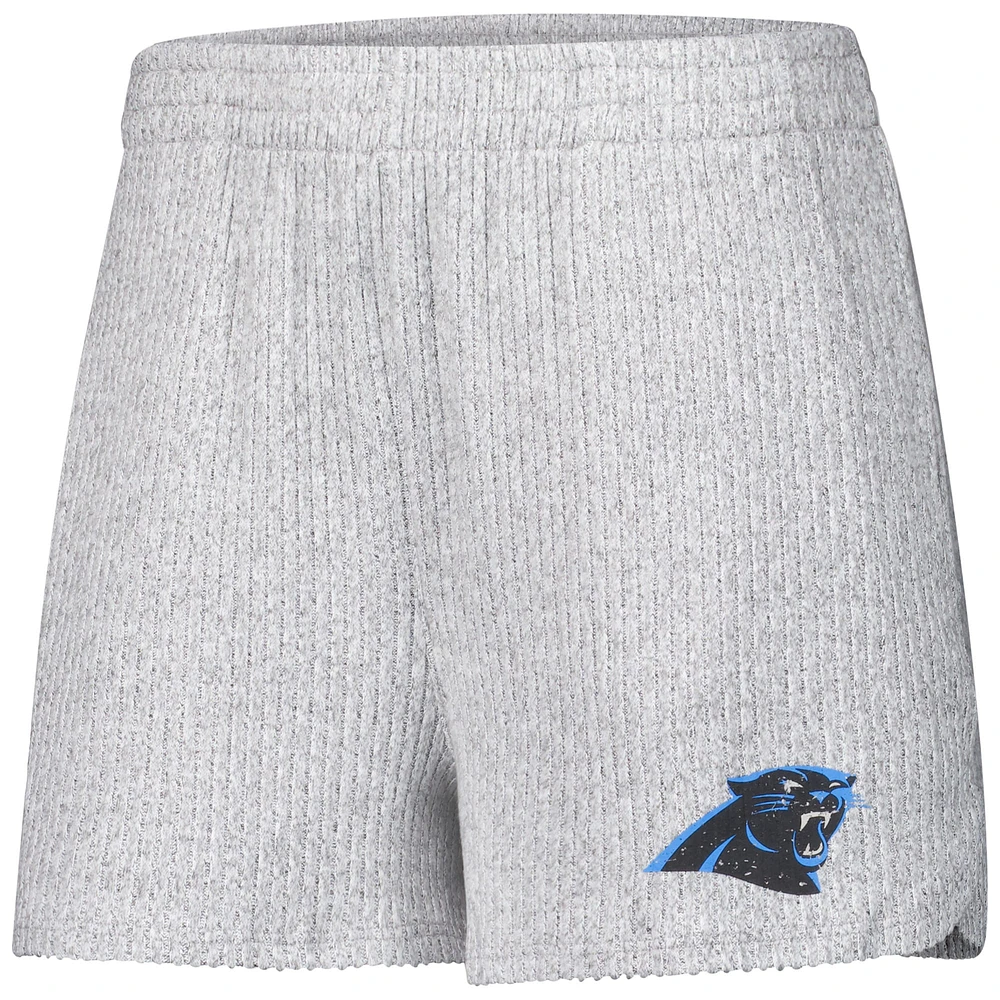 Women's Concepts Sport Gray Carolina Panthers Juniper Long Sleeve Hoodie T-Shirt & Shorts Set