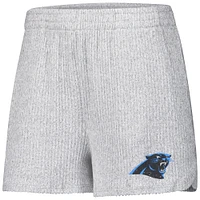 Women's Concepts Sport Gray Carolina Panthers Juniper Long Sleeve Hoodie T-Shirt & Shorts Set