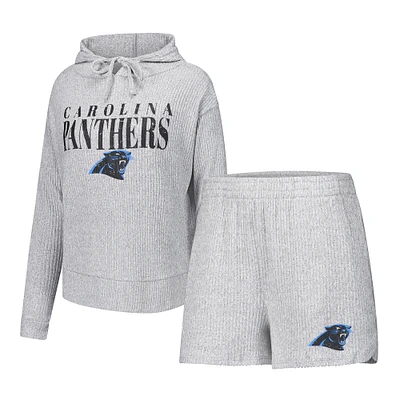 Ensemble t-shirt à capuche et short Concepts Sport gris Carolina Panthers Juniper pour femmes