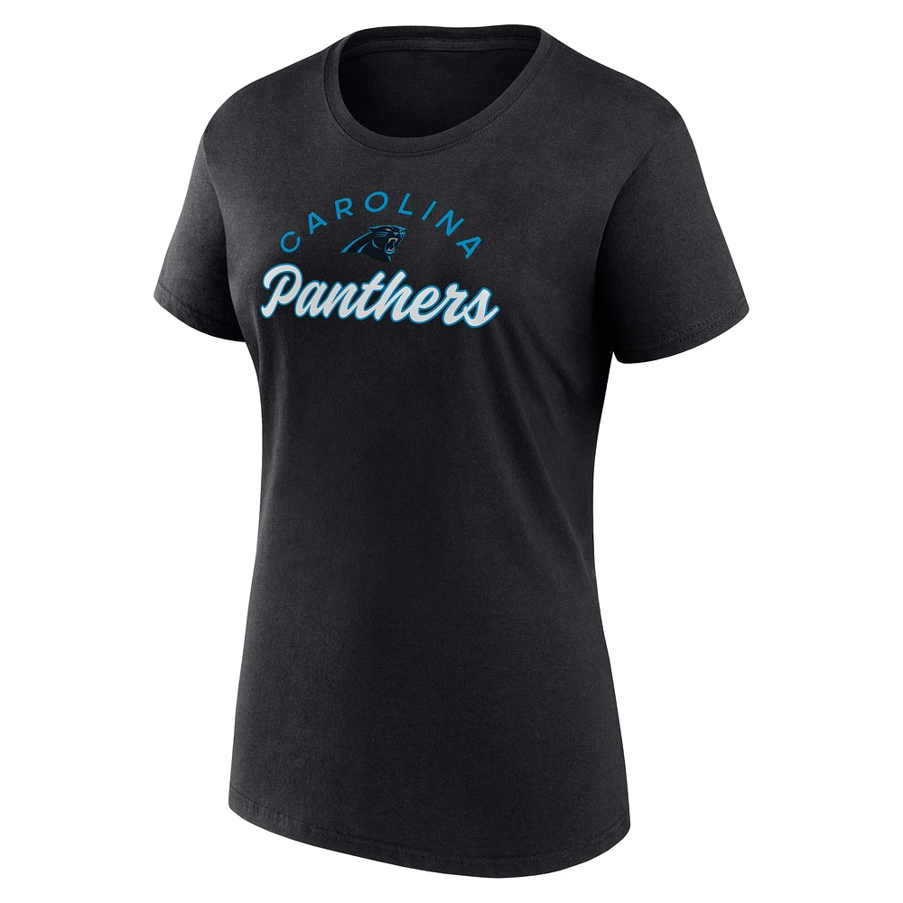 Women's Fanatics Black/White Carolina Panthers Lightweight Short & Long Sleeve T-Shirt Combo Pack