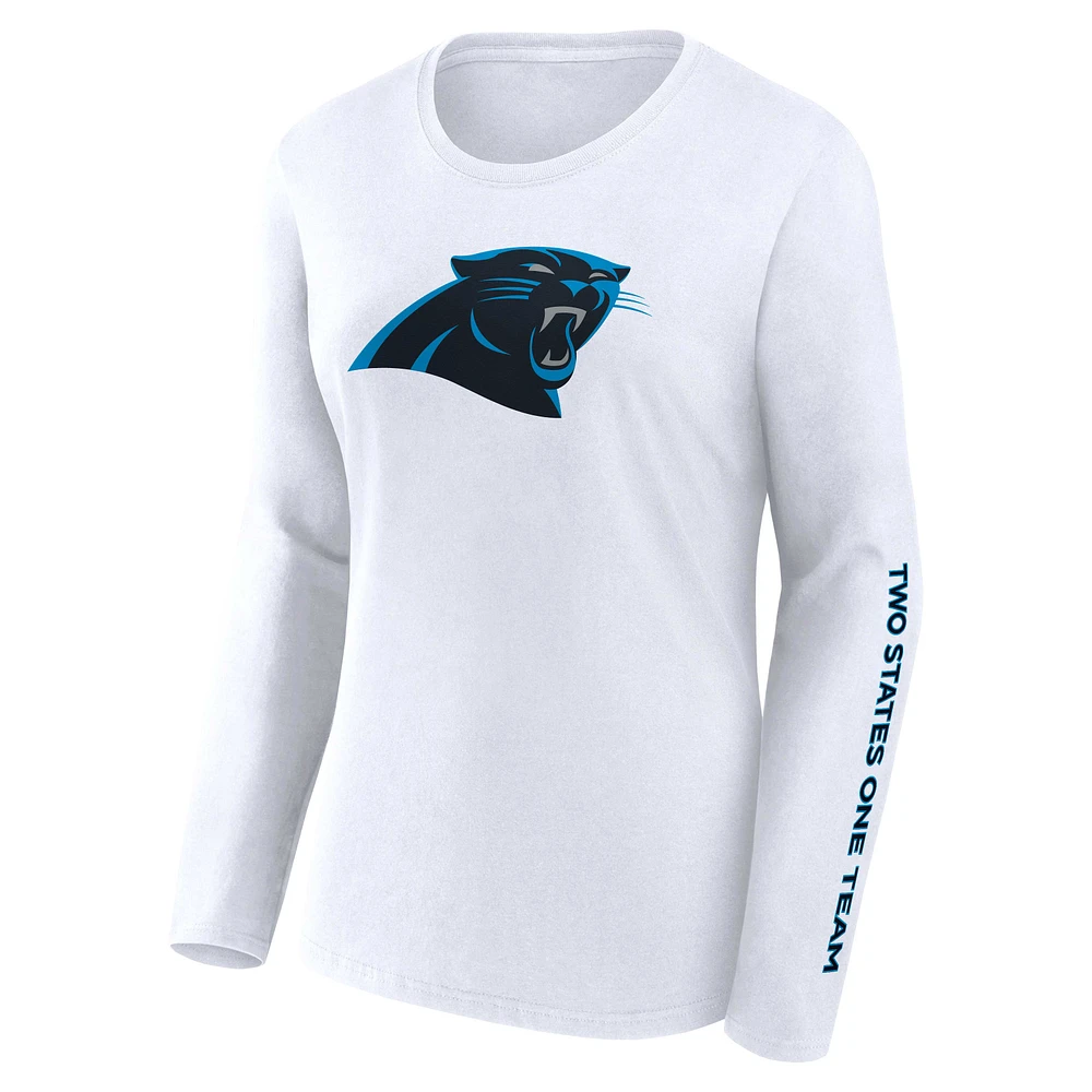 Women's Fanatics Black/White Carolina Panthers Lightweight Short & Long Sleeve T-Shirt Combo Pack