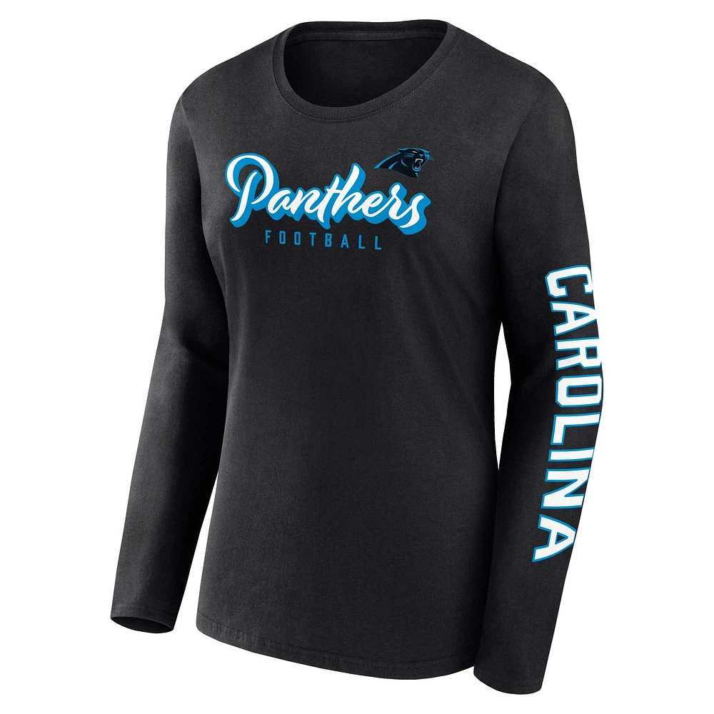 Women's Fanatics Black/White Carolina Panthers Two-Pack Combo Cheerleader T-Shirt Set