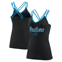 Women's Fanatics Black Carolina Panthers Go For It Strappy Crossback Tank Top