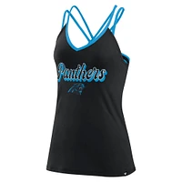Women's Fanatics Black Carolina Panthers Go For It Strappy Crossback Tank Top