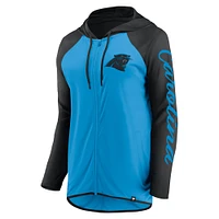 Sweat à capuche entièrement zippé bleu/noir Carolina Panthers Fanatics pour femme