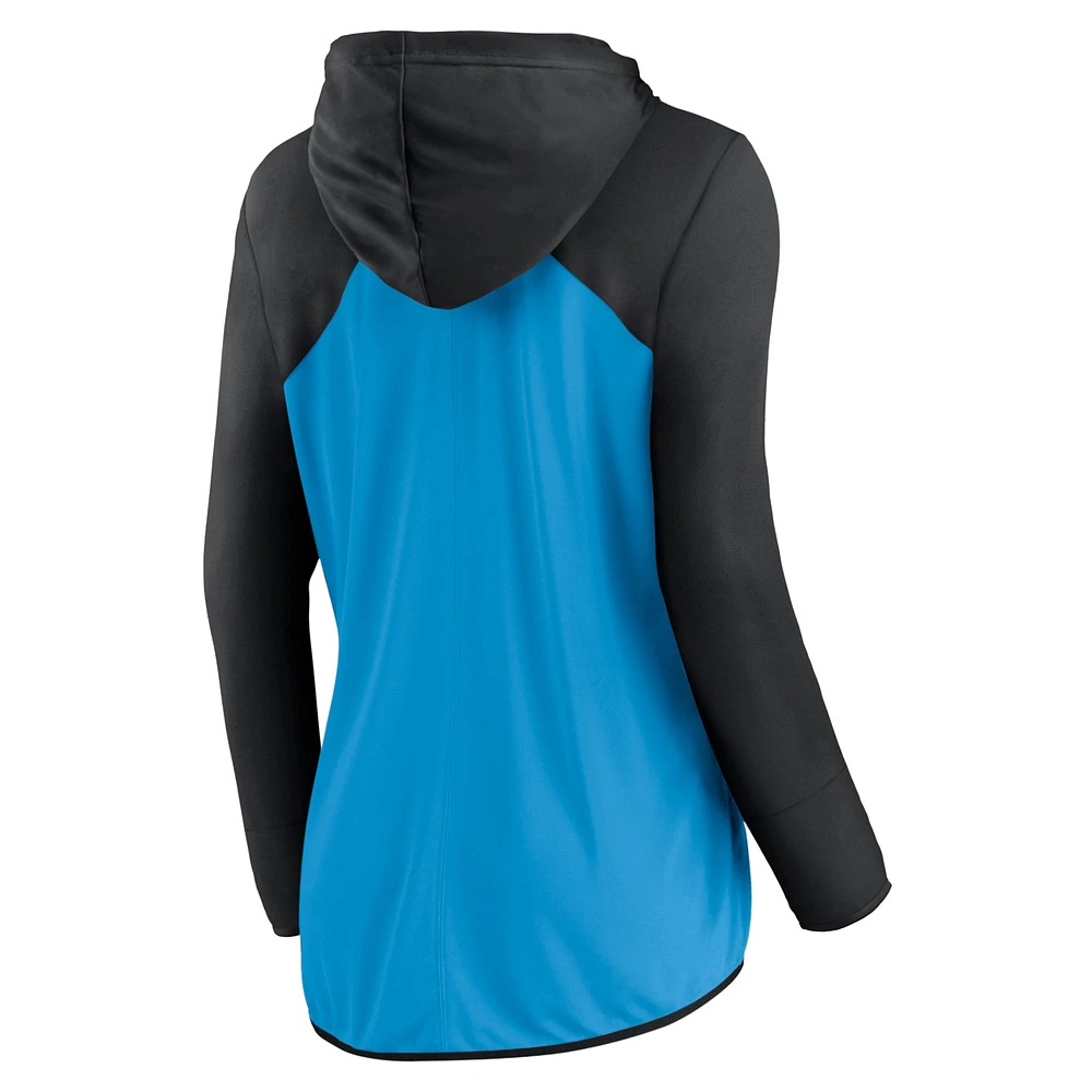 Sweat à capuche entièrement zippé bleu/noir Carolina Panthers Fanatics pour femme