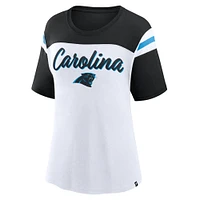 Haut court tendance blanc/noir pour femmes Fanatics Carolina Panthers Cheer Chant