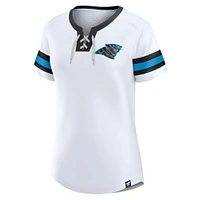 Women's Fanatics White Carolina Panthers Sunday Best Lace-Up T-Shirt