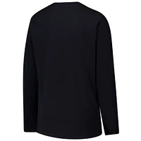 Women's G-III 4Her by Carl Banks Black Carolina Panthers Post Season Long Sleeve V-Neck T-Shirt