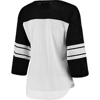 Women's G-III 4Her by Carl Banks White/Black Carolina Panthers First Team 3/4-Sleeve Mesh T-Shirt