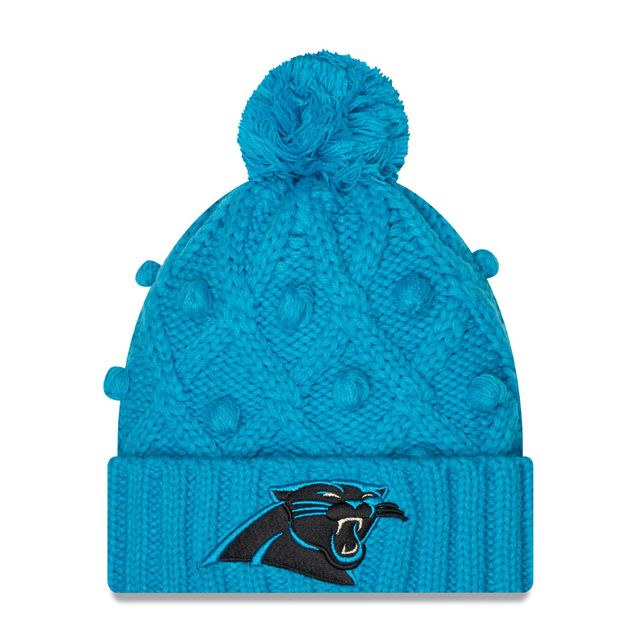 Bonnet en tricot à pompons Toasty Cuffed Pom des Panthers de la Caroline bleu New Era pour femme - Bonnet