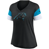 Women's Nike Black Carolina Panthers Team Logo Fashion Performance Tri-Blend V-Neck T-Shirt