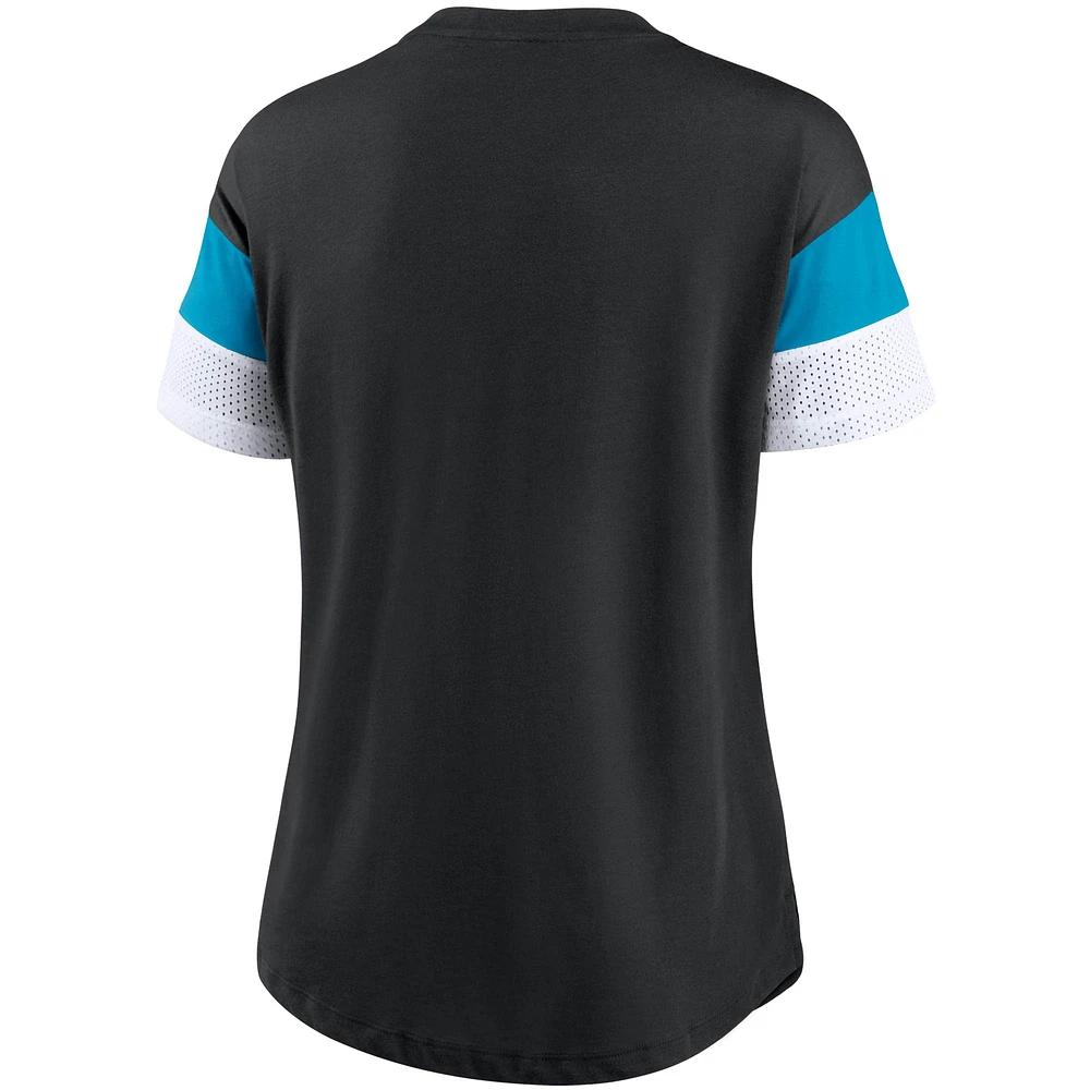 Women's Nike Black Carolina Panthers Team Logo Fashion Performance Tri-Blend V-Neck T-Shirt