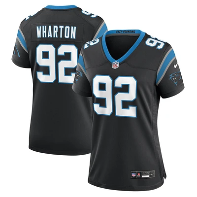 Maillot Nike Tershawn Wharton noir pour femme des Carolina Panthers