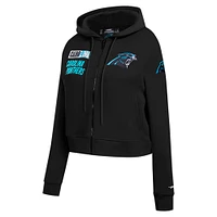 Women's Pro Standard Black Carolina Panthers Split Logo Full-Zip Hoodie