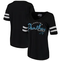 Women's Touch Black Carolina Panthers Triple Play V-Neck T-Shirt