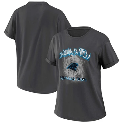 WEAR by Erin Andrews - T-shirt boyfriend des Panthers de la Caroline anthracite pour femmes