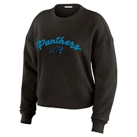 Women's WEAR by Erin Andrews  Cream Carolina Panthers Plus Knitted Tri-Blend Long Sleeve T-Shirt & Pants Lounge Set