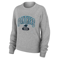 Women's WEAR by Erin Andrews Heather Gray Carolina Panthers Knit Long Sleeve Tri-Blend T-Shirt & Pants Sleep Set