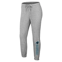 Women's WEAR by Erin Andrews Heather Gray Carolina Panthers Knit Long Sleeve Tri-Blend T-Shirt & Pants Sleep Set