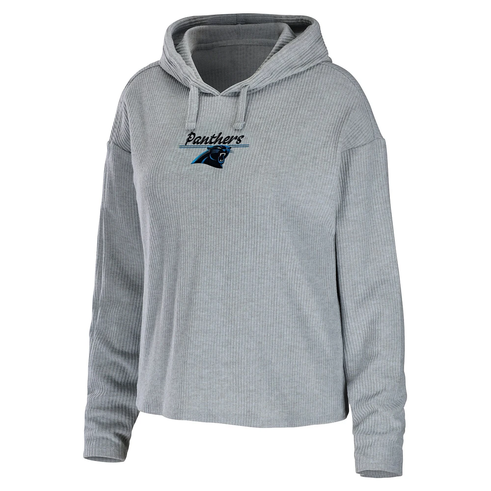 Women's WEAR by Erin Andrews Heathered Grey Carolina Panthers Pullover Hoodie & Pants Lounge Set