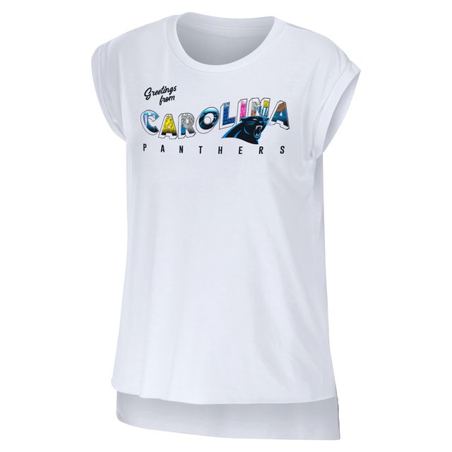 WEAR pour femmes par Erin Andrews White Carolina Panthers Salutations de Muscle T-shirt