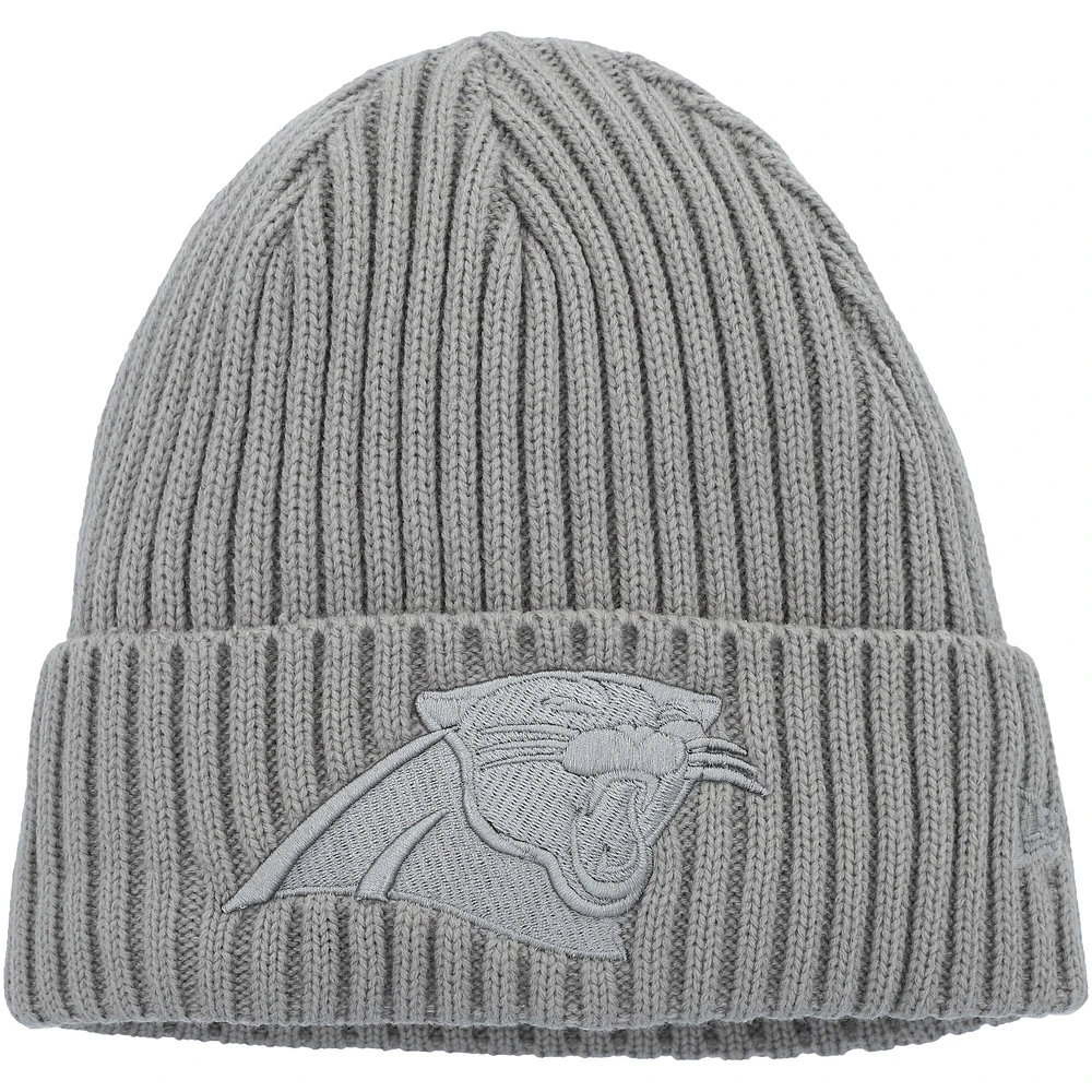 Bonnet en tricot à revers gris Carolina Panthers Color Pack New Era pour jeune