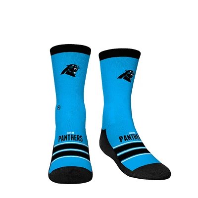 Chaussettes Rock Em pour jeunes Chaussettes d'équipage à rayures Gametime des Carolina Panthers